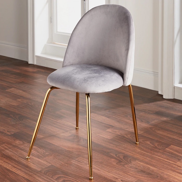 Velvet Dining Chairs Grey With Gold, Terracotta Velvet Dining Chairs